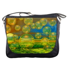 Golden Days, Abstract Yellow Azure Tranquility Messenger Bag by DianeClancy