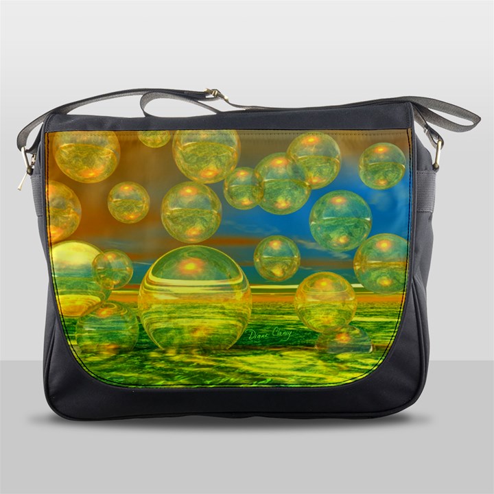 Golden Days, Abstract Yellow Azure Tranquility Messenger Bag