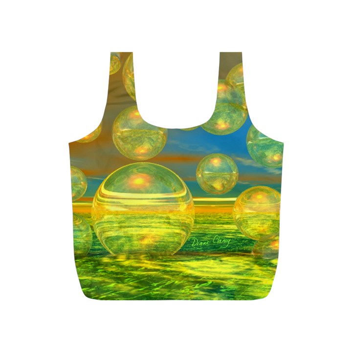 Golden Days, Abstract Yellow Azure Tranquility Reusable Bag (S)