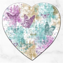 Joy Butterflies Jigsaw Puzzle (heart) by zenandchic