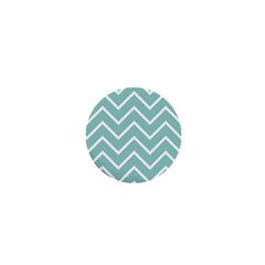 Blue And White Chevron 1  Mini Button by zenandchic