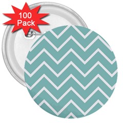 Blue And White Chevron 3  Button (100 Pack) by zenandchic