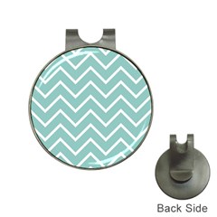 Blue And White Chevron Hat Clip With Golf Ball Marker