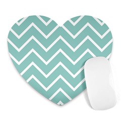 Blue And White Chevron Mouse Pad (heart) by zenandchic