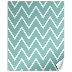 Blue And White Chevron Canvas 11  X 14  (unframed)