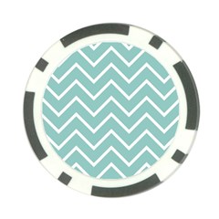 Blue And White Chevron Poker Chip (10 Pack) by zenandchic