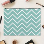 Blue And White Chevron Cosmetic Bag (XL) Front