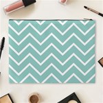 Blue And White Chevron Cosmetic Bag (XL) Back