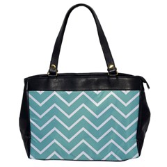 Blue And White Chevron Oversize Office Handbag (one Side) by zenandchic