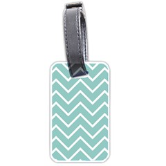 Blue And White Chevron Luggage Tag (one Side) by zenandchic