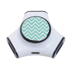 Blue And White Chevron 3 Port Usb Hub by zenandchic