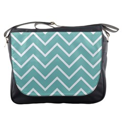 Blue And White Chevron Messenger Bag by zenandchic