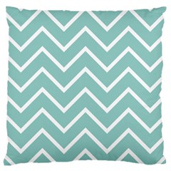 Blue And White Chevron Large Cushion Case (single Sided)  by zenandchic