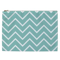 Blue And White Chevron Cosmetic Bag (xxl) by zenandchic