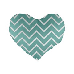 Blue And White Chevron 16  Premium Heart Shape Cushion 