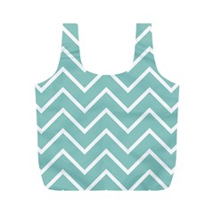 Blue And White Chevron Reusable Bag (m) by zenandchic