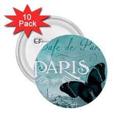 Paris Butterfly 2 25  Button (10 Pack)