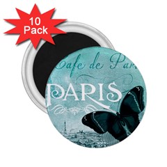 Paris Butterfly 2 25  Button Magnet (10 Pack) by zenandchic