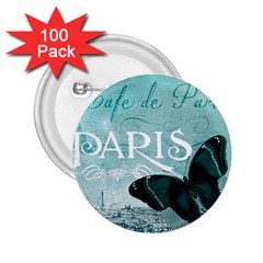 Paris Butterfly 2 25  Button (100 Pack) by zenandchic