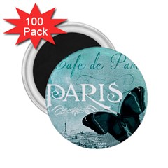 Paris Butterfly 2 25  Button Magnet (100 Pack) by zenandchic