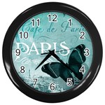 Paris Butterfly Wall Clock (Black) Front