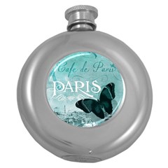 Paris Butterfly Hip Flask (round) by zenandchic