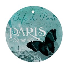 Paris Butterfly Round Ornament (two Sides)