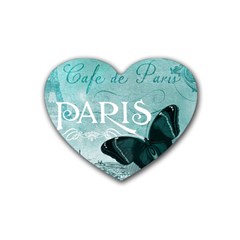 Paris Butterfly Drink Coasters 4 Pack (heart)  by zenandchic