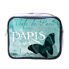 Paris Butterfly Mini Travel Toiletry Bag (one Side) by zenandchic