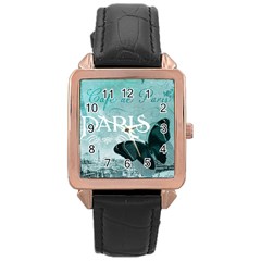 Paris Butterfly Rose Gold Leather Watch  by zenandchic