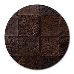 Wood Mosaic 8  Mouse Pad (round) by chivieridesigns