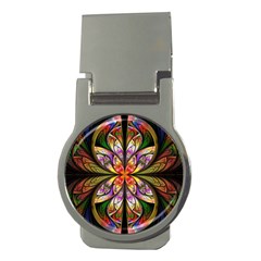 Rainbow Elliptic Splits Money Clip (round) by WolfepawFractals