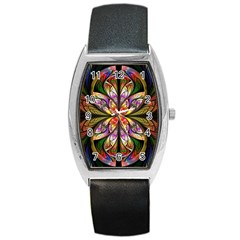 Rainbow Elliptic Splits Tonneau Leather Watch by WolfepawFractals