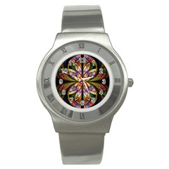 Rainbow Elliptic Splits Stainless Steel Watch (slim) by WolfepawFractals