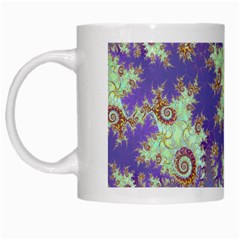 Sea Shell Spiral, Abstract Violet Cyan Stars White Coffee Mug by DianeClancy