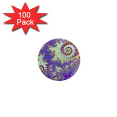 Sea Shell Spiral, Abstract Violet Cyan Stars 1  Mini Button Magnet (100 Pack) by DianeClancy