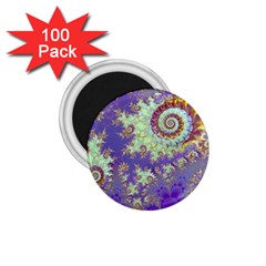 Sea Shell Spiral, Abstract Violet Cyan Stars 1 75  Button Magnet (100 Pack) by DianeClancy