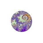 Sea Shell Spiral, Abstract Violet Cyan Stars Golf Ball Marker Front