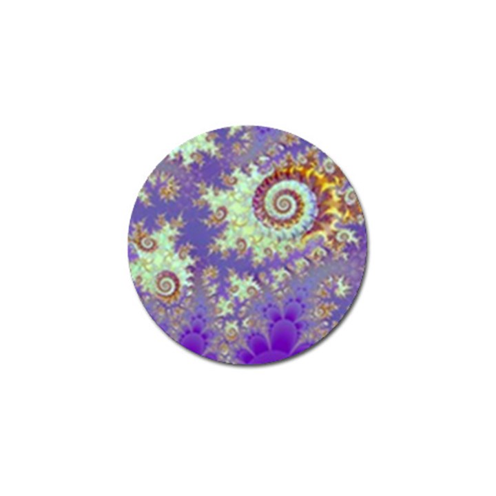 Sea Shell Spiral, Abstract Violet Cyan Stars Golf Ball Marker