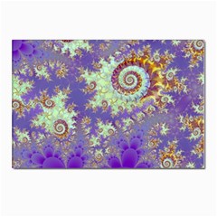 Sea Shell Spiral, Abstract Violet Cyan Stars Postcard 4 x 6  (10 Pack) by DianeClancy