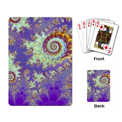 Sea Shell Spiral, Abstract Violet Cyan Stars Playing Cards Single Design by DianeClancy