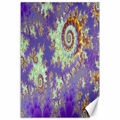 Sea Shell Spiral, Abstract Violet Cyan Stars Canvas 12  X 18  (unframed) by DianeClancy