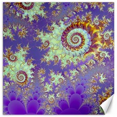 Sea Shell Spiral, Abstract Violet Cyan Stars Canvas 16  X 16  (unframed) by DianeClancy