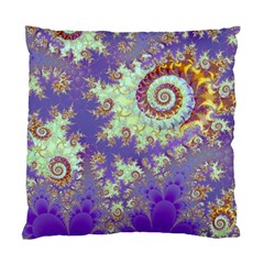 Sea Shell Spiral, Abstract Violet Cyan Stars Cushion Case (single Sided)  by DianeClancy