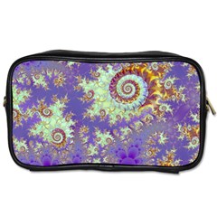 Sea Shell Spiral, Abstract Violet Cyan Stars Travel Toiletry Bag (one Side) by DianeClancy