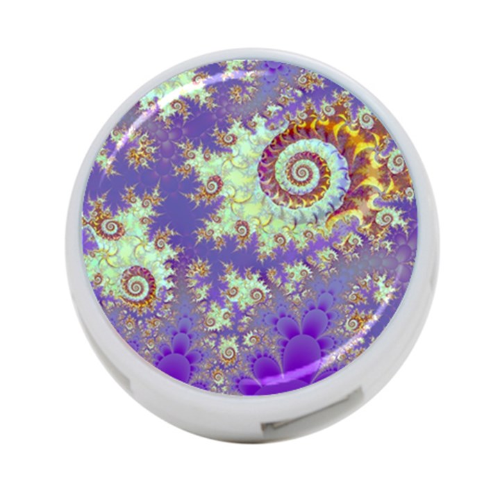 Sea Shell Spiral, Abstract Violet Cyan Stars 4-Port USB Hub (One Side)