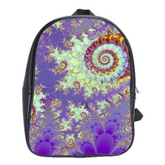 Sea Shell Spiral, Abstract Violet Cyan Stars School Bag (xl) by DianeClancy