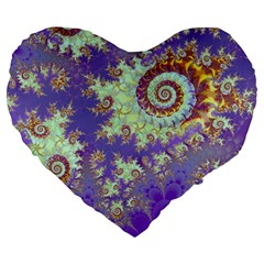 Sea Shell Spiral, Abstract Violet Cyan Stars 19  Premium Heart Shape Cushion by DianeClancy