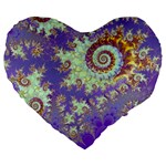 Sea Shell Spiral, Abstract Violet Cyan Stars 19  Premium Heart Shape Cushion Front