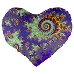 Sea Shell Spiral, Abstract Violet Cyan Stars 19  Premium Heart Shape Cushion Back